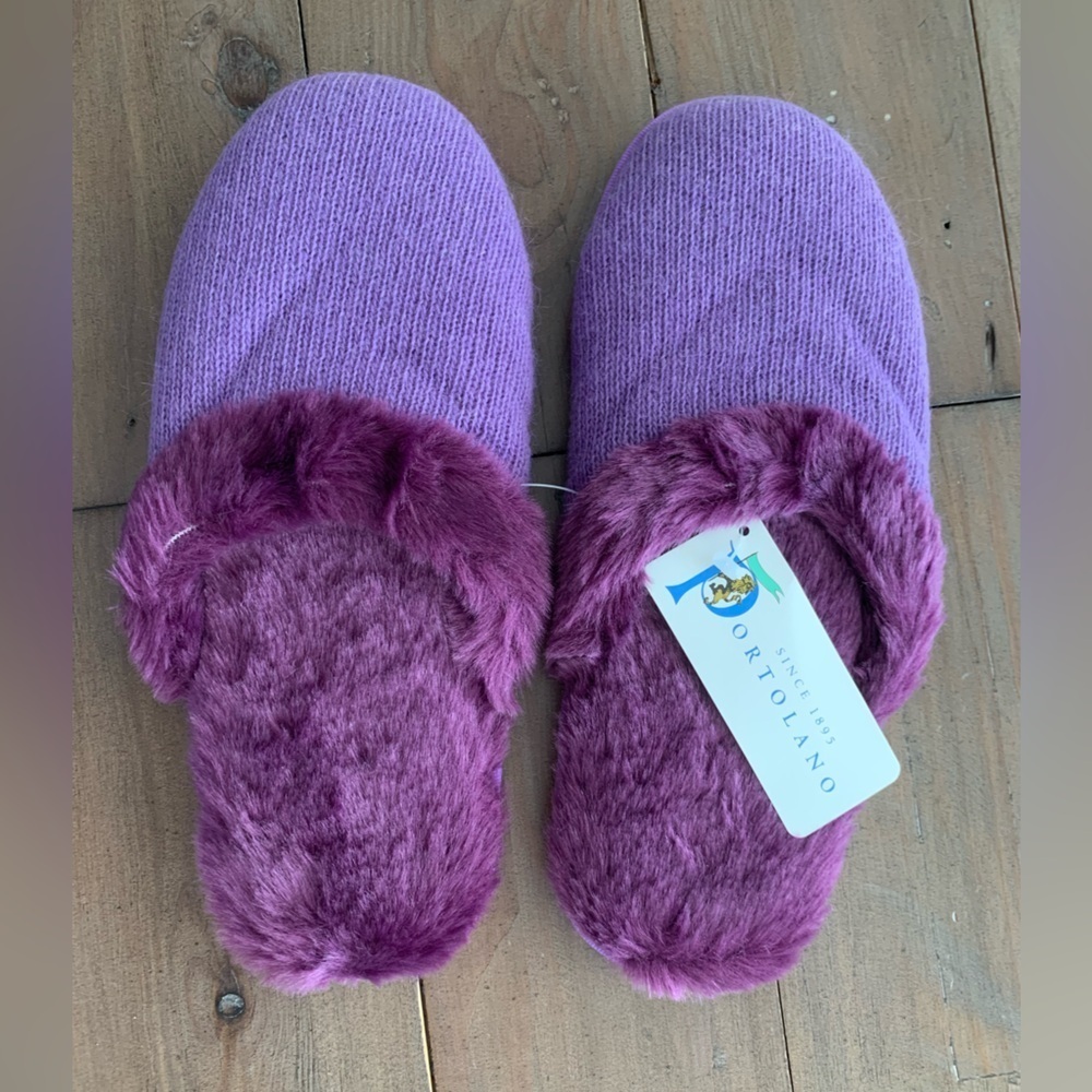 Portolano women lambswool angora blend slippers NWT